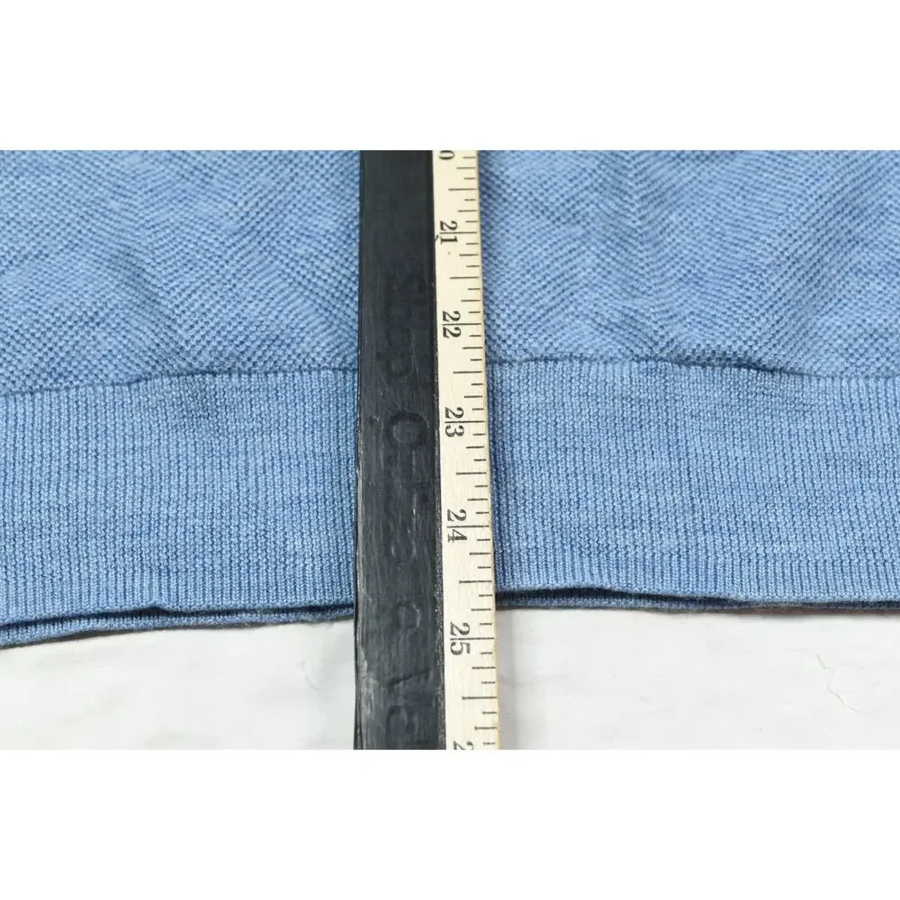 Polo Ralph Lauren 1/4 Zip Sweater Mens Medium Blue Wool Silk Cashmere Pullover